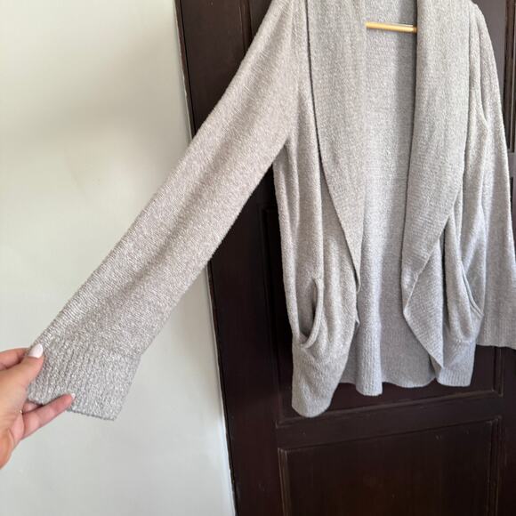 BAREFOOT DREAMS | CozyChic Light Circle Cardigan Light Gray Open Front L/XL - Picture 4 of 5